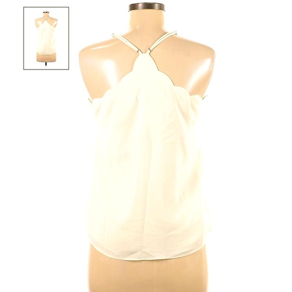 J. Crew Factory Ivory Scalloped Trim Adjustable Racerback Cami Women’s Size 2 - Picture 4 of 15